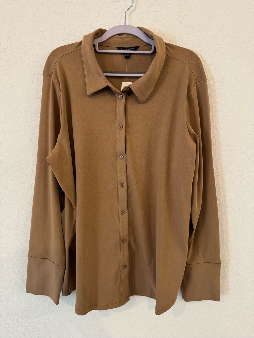 Banana Republic Factory Brown Long-Sleeve Button Front Blouse